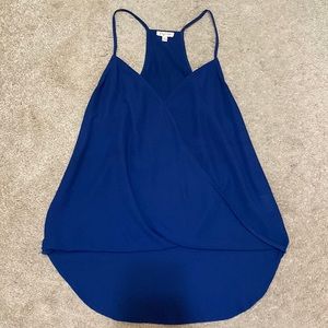 Navy Blue sheer fabric tank top blouse. Size medium. Great condition.